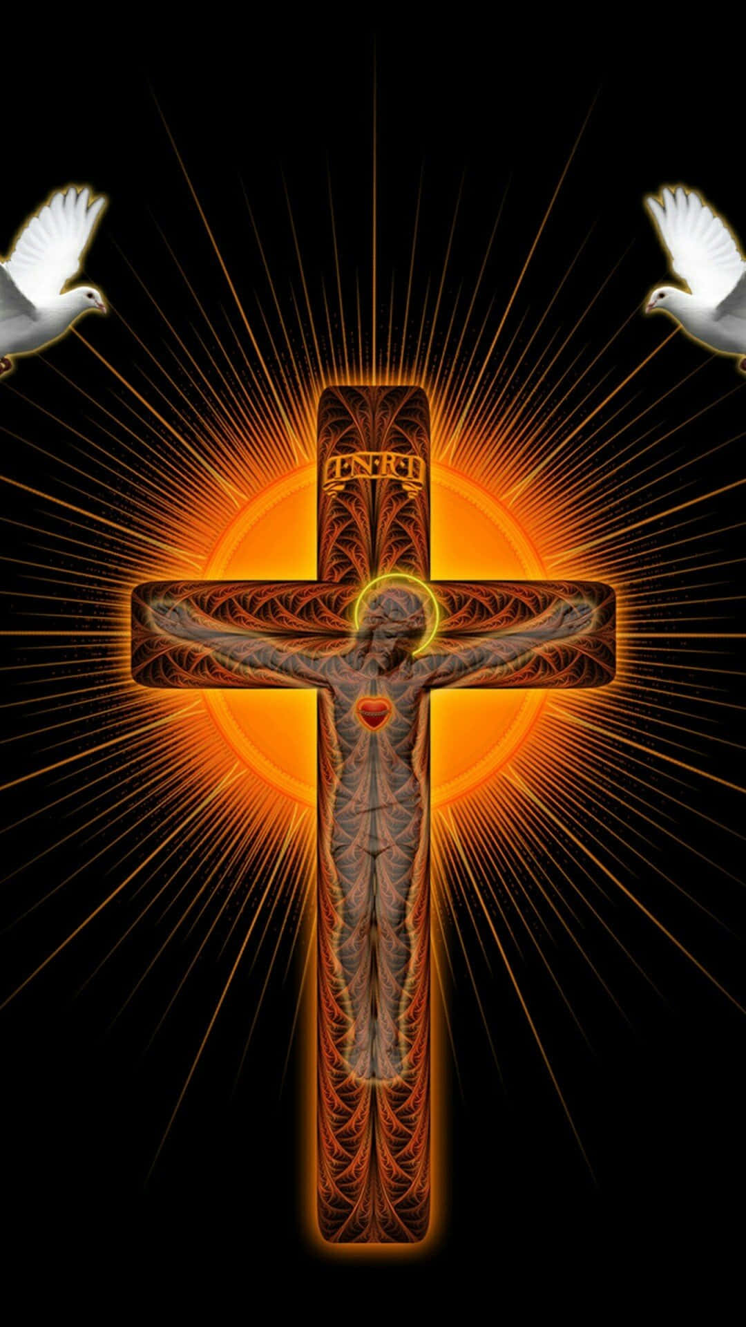 Jesus Crucifixion, crucifix, tattooed Christ figure, Full HD Phone Wallpaper