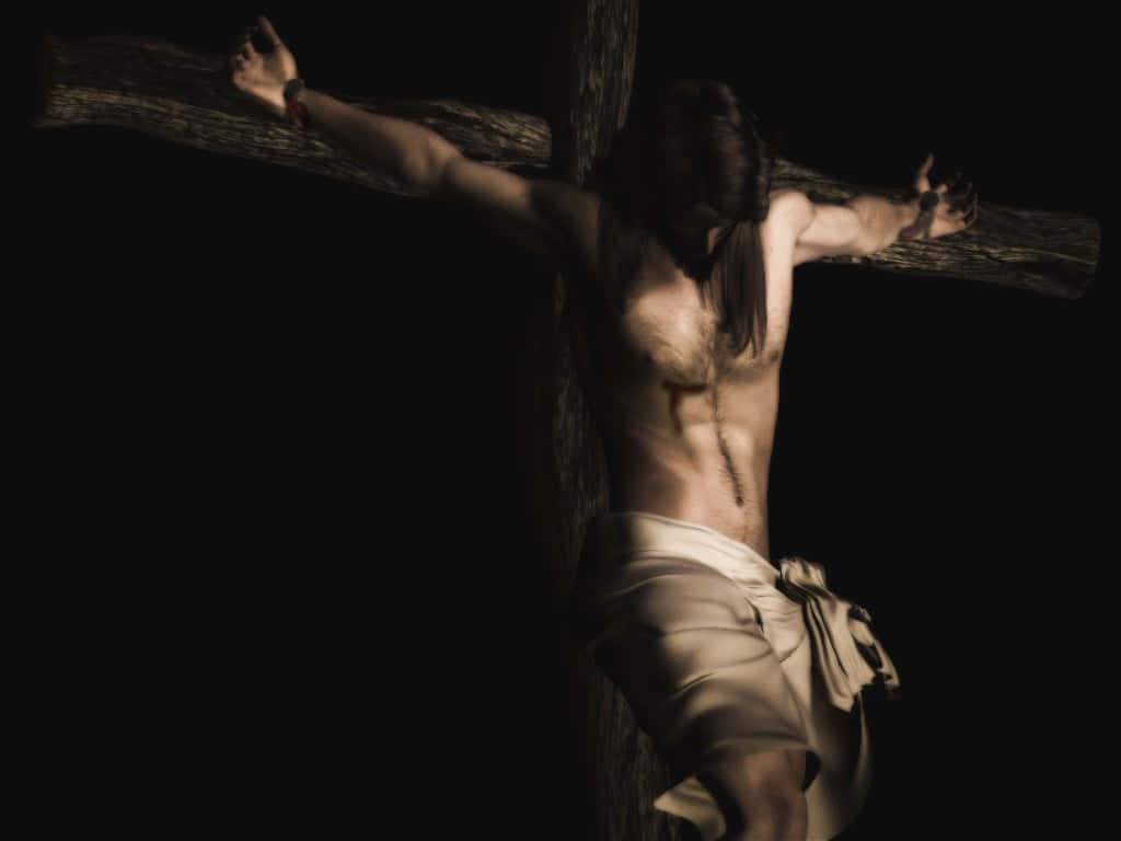 Jesus Crucifixion, chiaroscuro, muscular man, SD Desktop Wallpaper