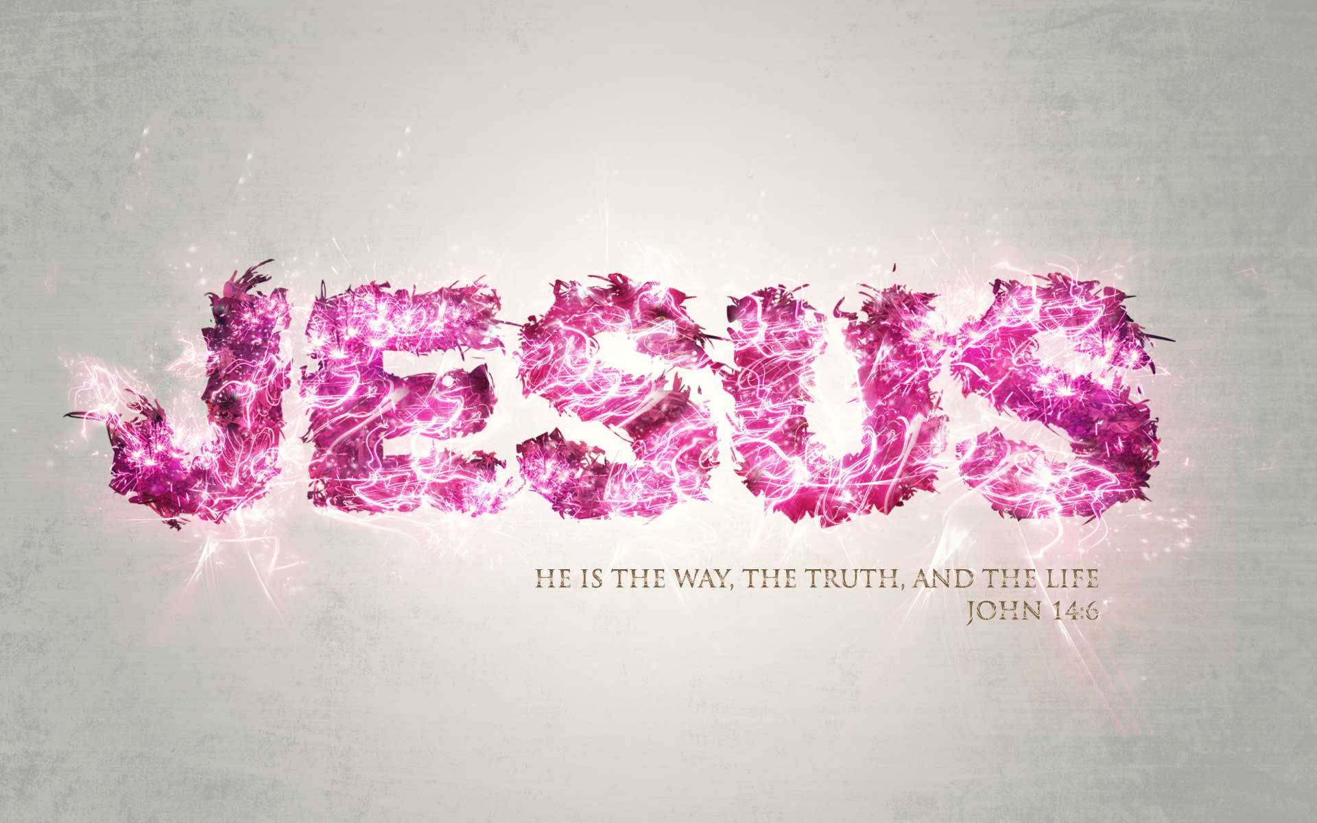 Pink Jesus, vibrant pink electric energy, textured gray background, Full HD Desktop Wallpaper