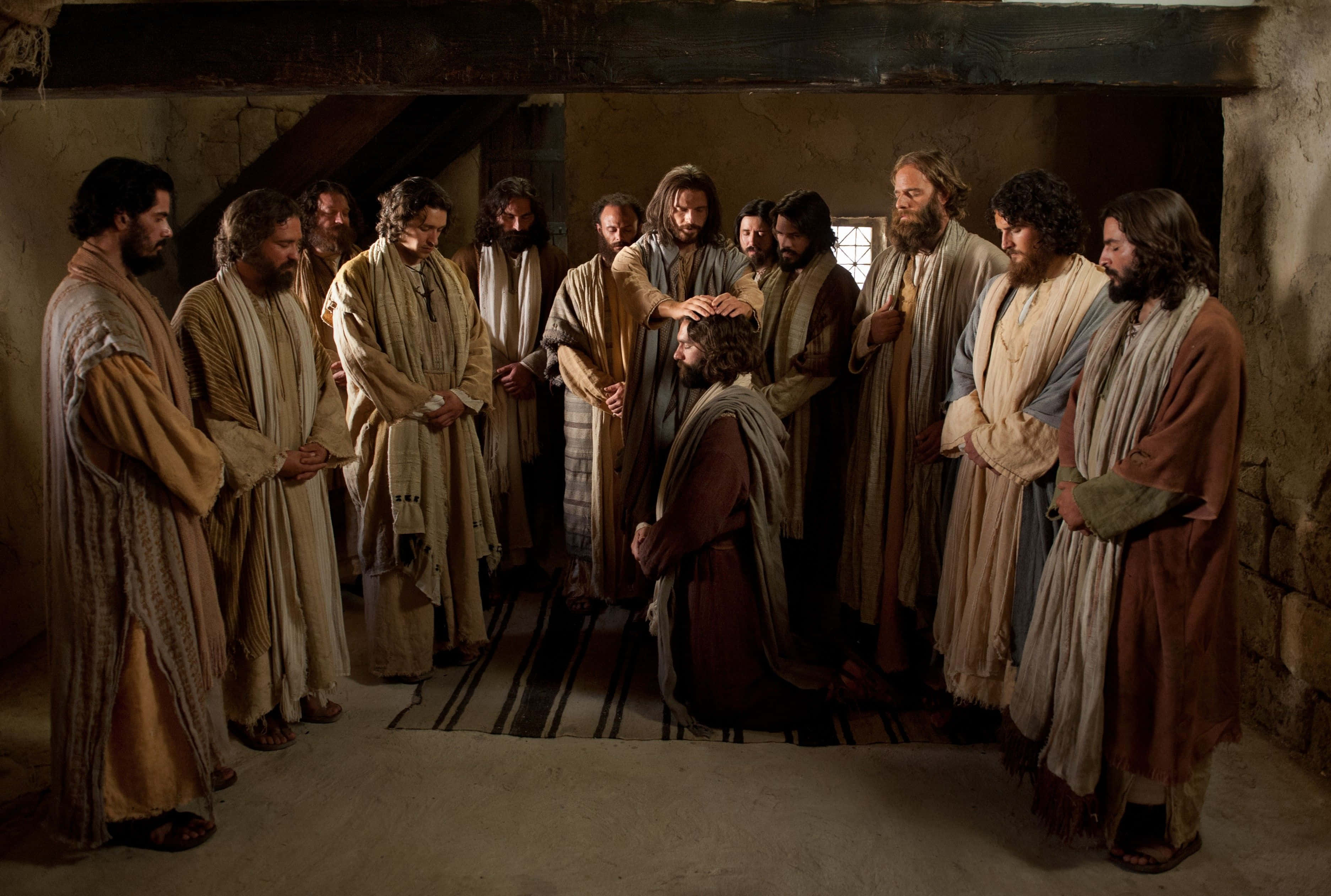 Jesus Disciples, Jesus, kneeling disciple, 2K Desktop Wallpaper