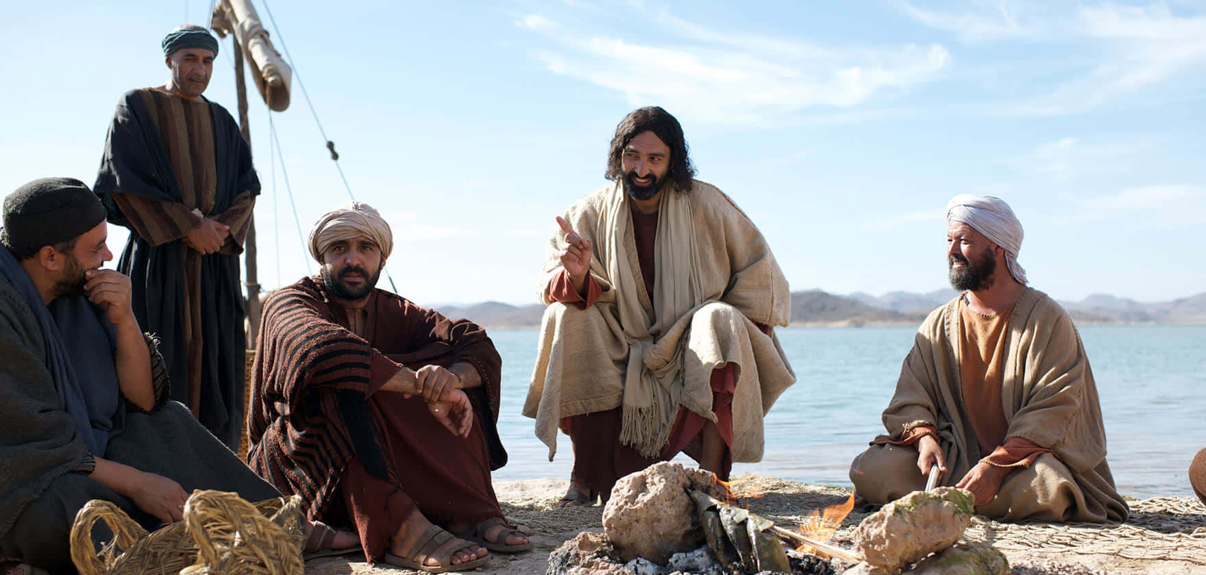 Jesus Disciples, ancient robes, campfire, HD Desktop Wallpaper