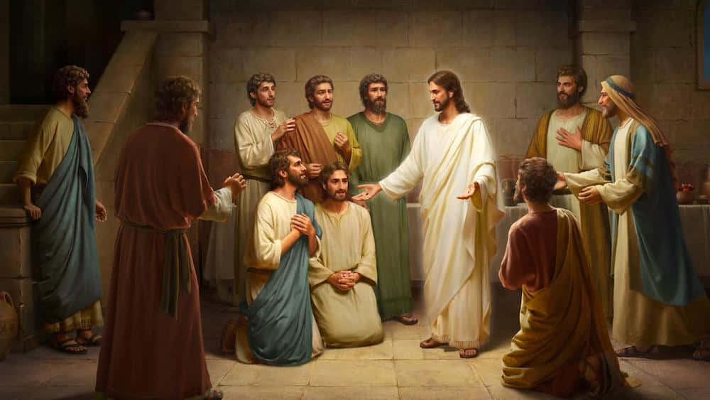 Jesus, disciples, stone-walled room, SD Desktop Wallpaper