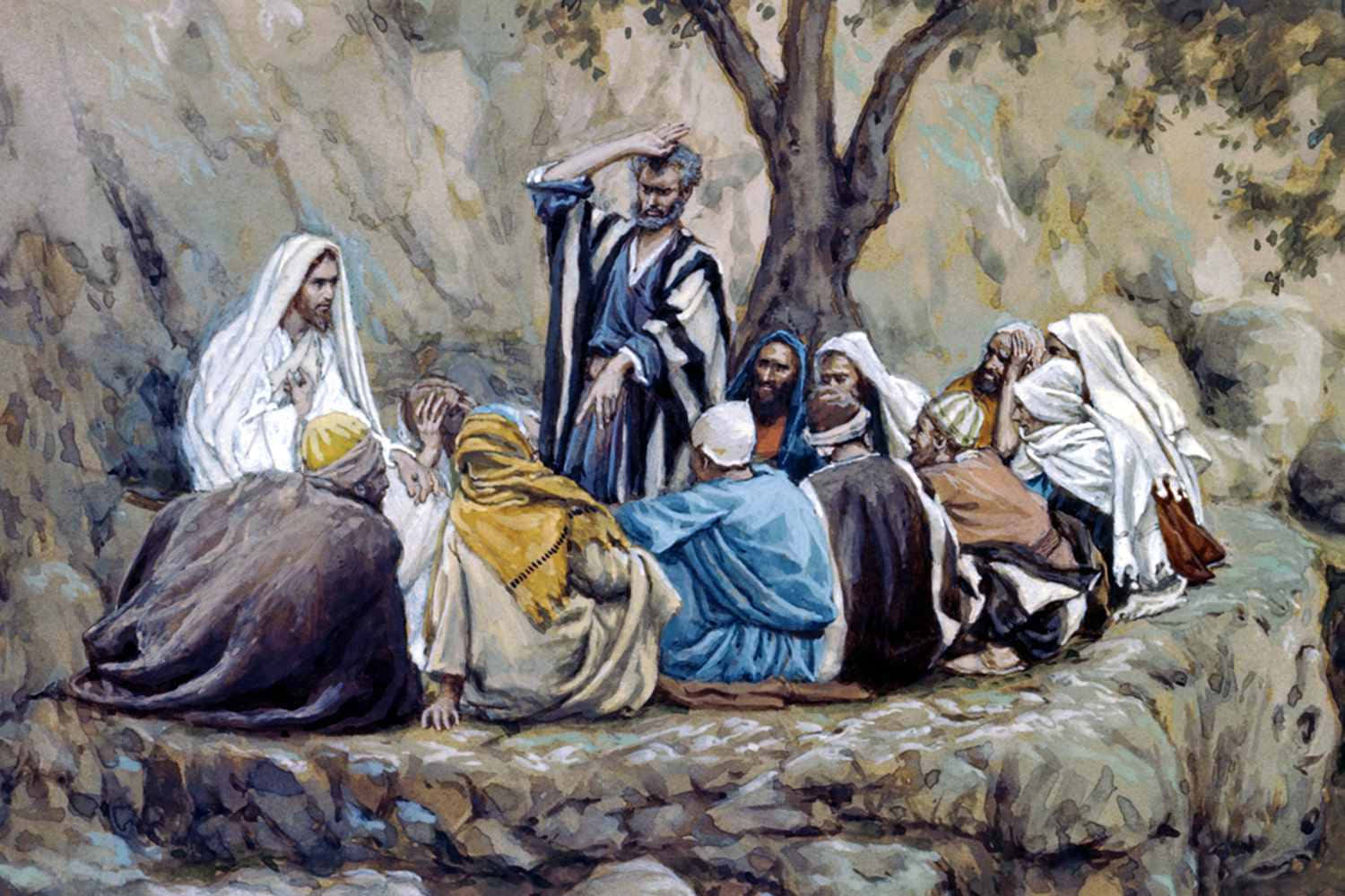 Jesus, Disciples, watercolor painting, HD Desktop Wallpaper