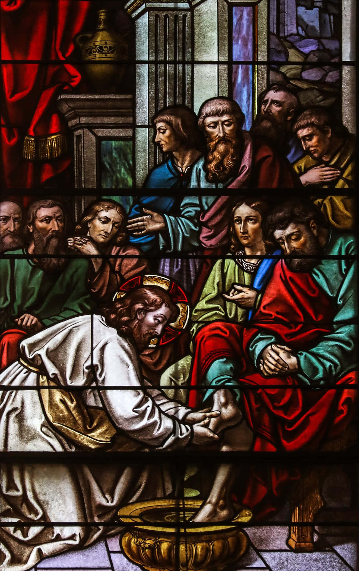 Jesus, Disciples, stained glass window, Full HD Phone Wallpaper