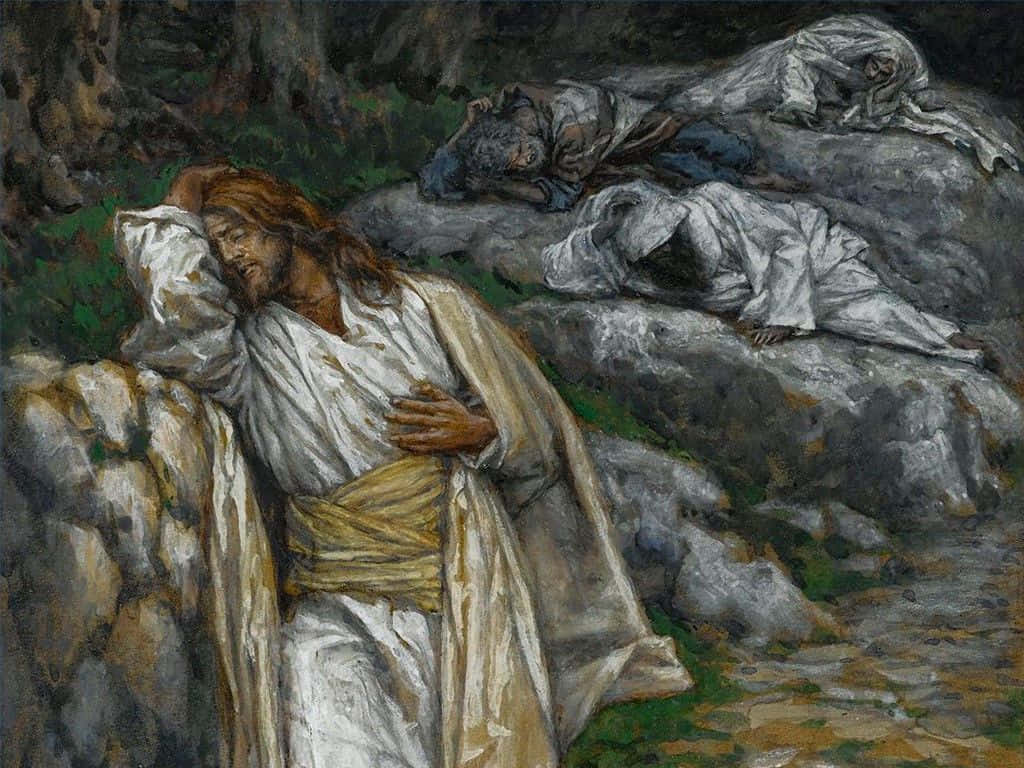 Jesus, white robes, rocks, SD Desktop Wallpaper