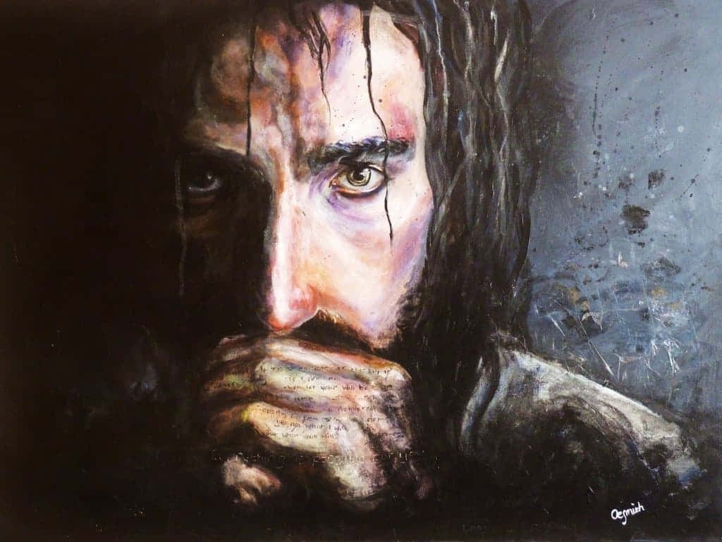Jesus, oil painting, wet hair, SD Desktop Wallpaper