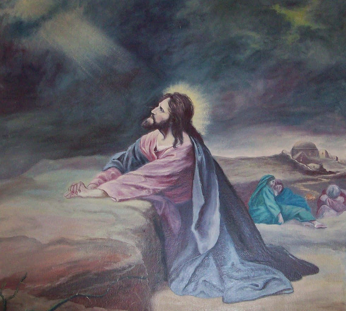 Jesus, praying, rocky hillside, SD Desktop Wallpaper
