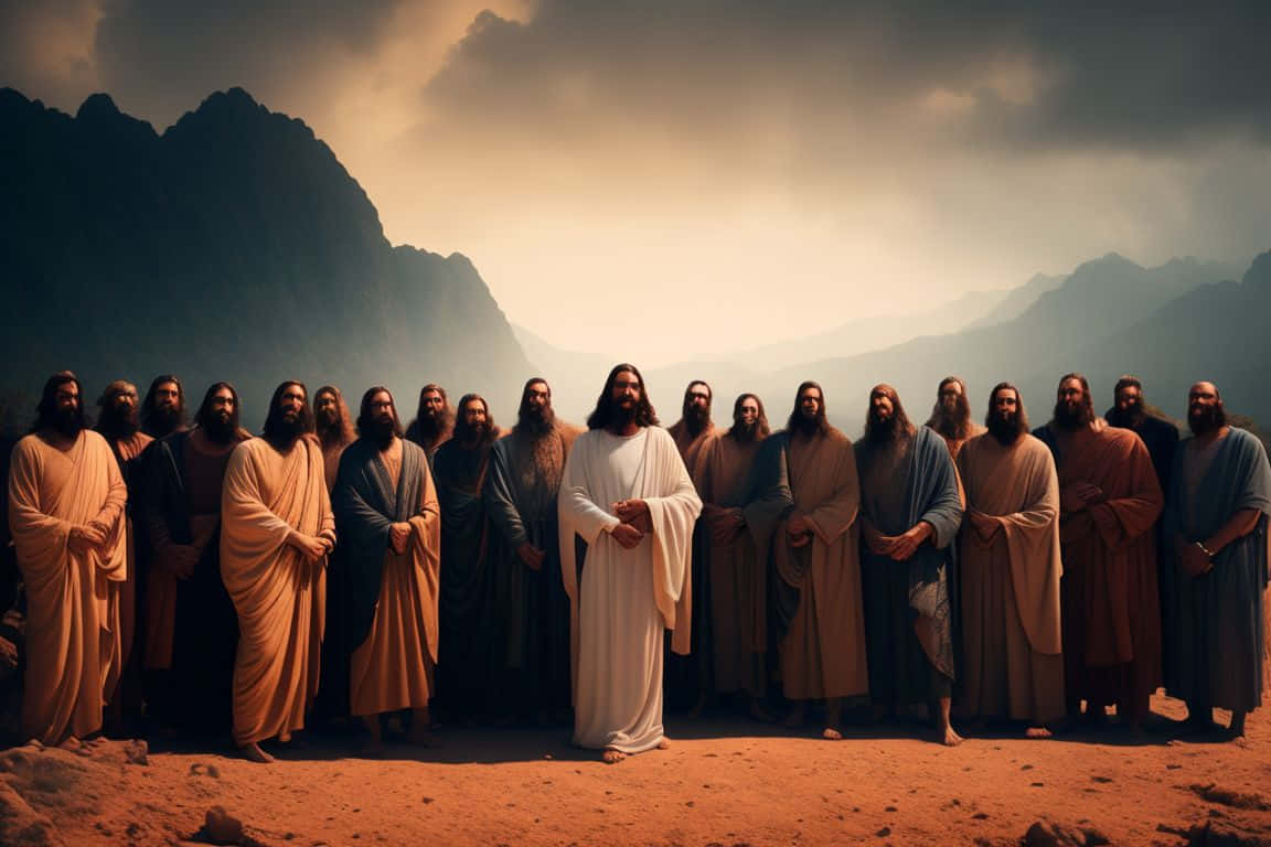 Jesus, twelve disciples, draped robes, SD Desktop Wallpaper