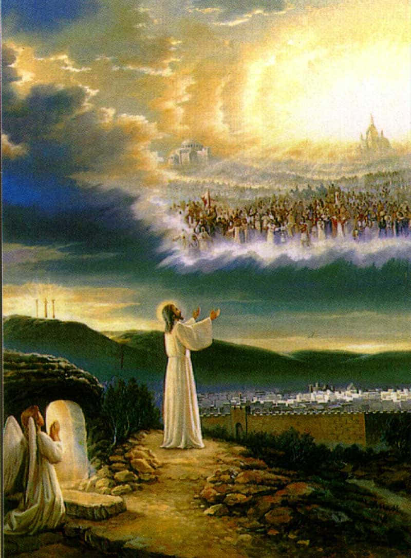 Jesus Is King, white robes, hilltop, SD Phone Wallpaper