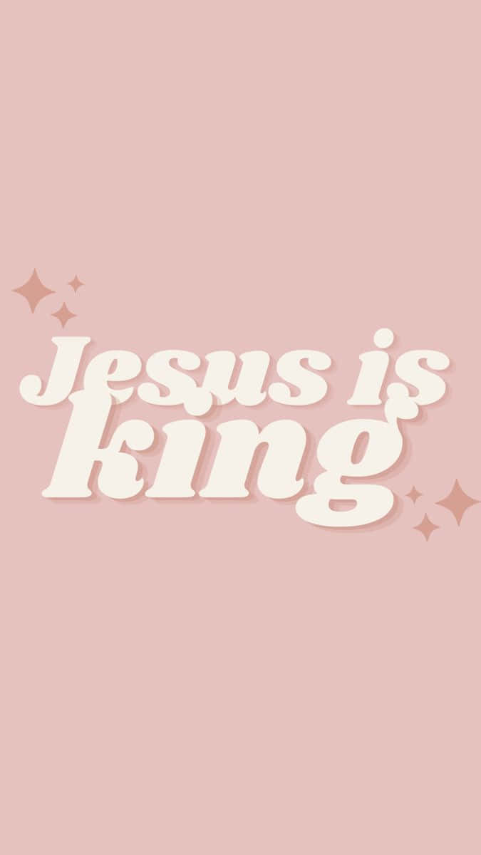 Jesus Is King, pink stars, soft pink background, SD Phone Wallpaper