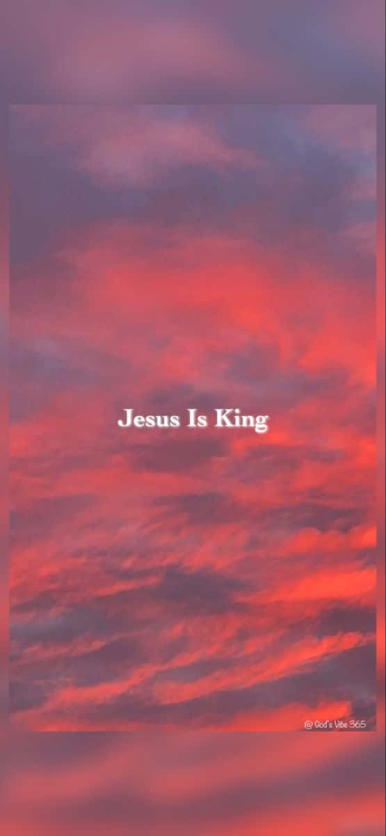Jesus Is King, red clouds, purple clouds, SD Phone Wallpaper