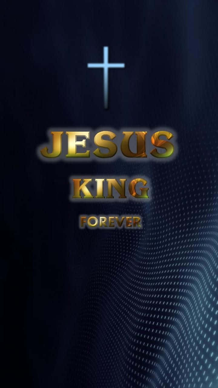 Jesus Is King, golden cross, text Jesus King Forever, HD Phone Wallpaper