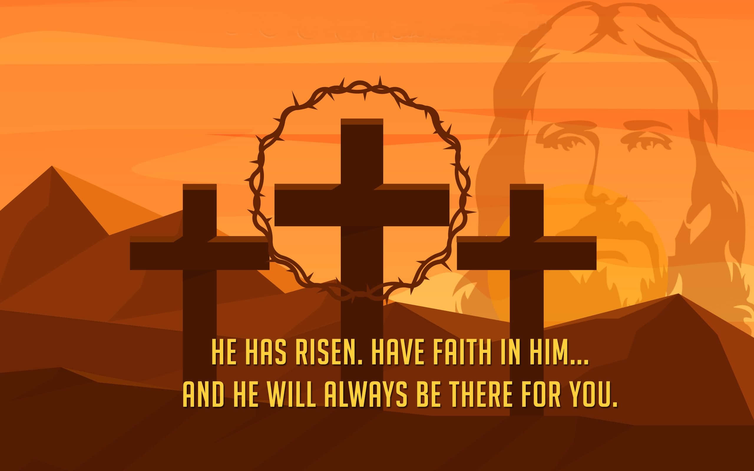 Jesus, crown of thorns, three crosses, 2K Desktop Wallpaper