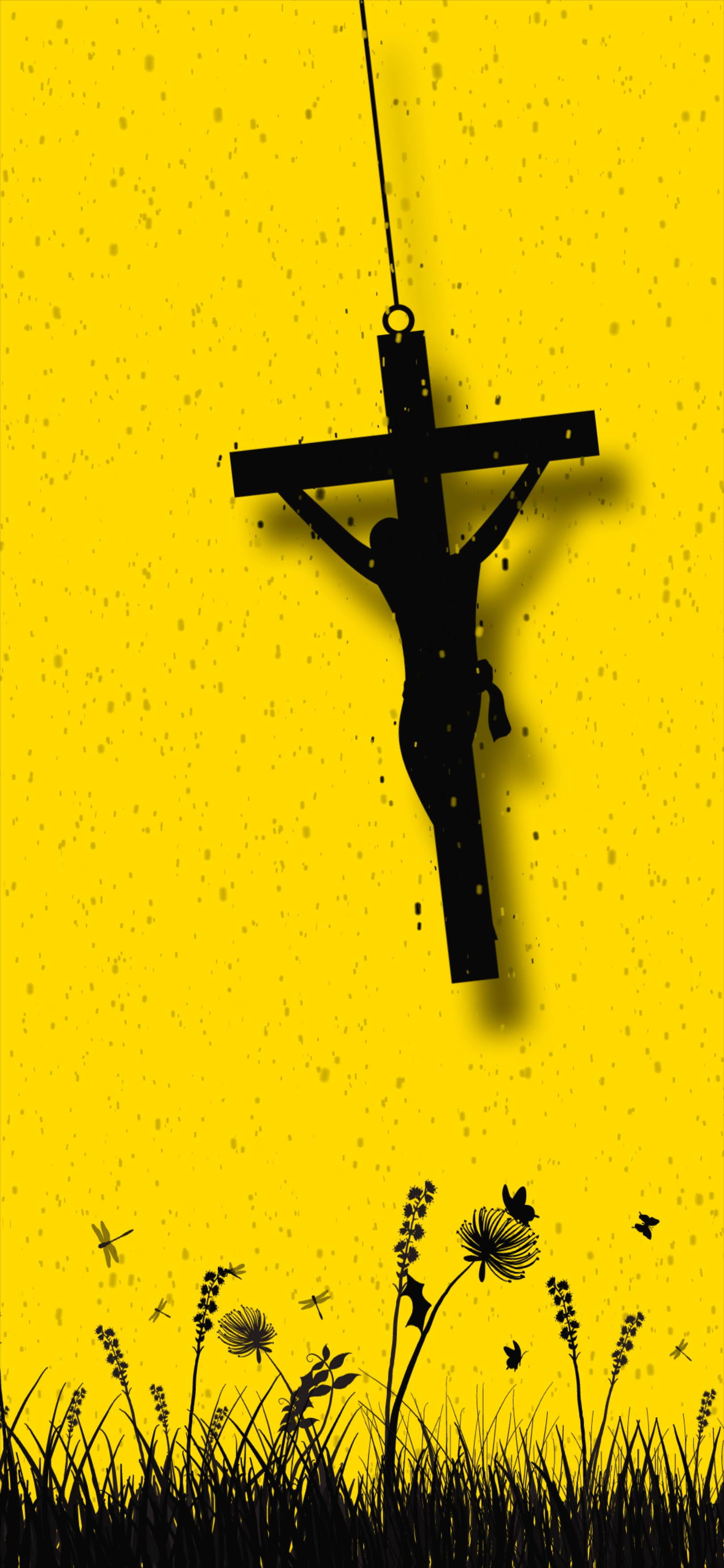 Jesus, cross, black silhouette, 2K Phone Wallpaper