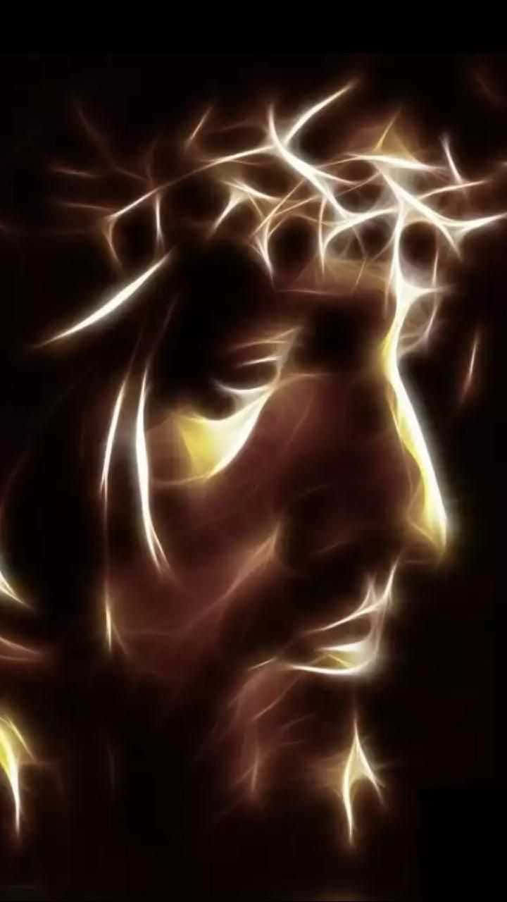 Jesus iPhone, glowing golden silhouette, crowned face, HD Phone Wallpaper