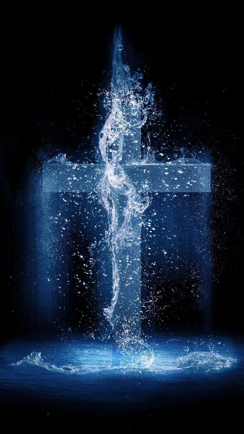 Jesus, iPhone case, glowing blue cross, HD Phone Wallpaper