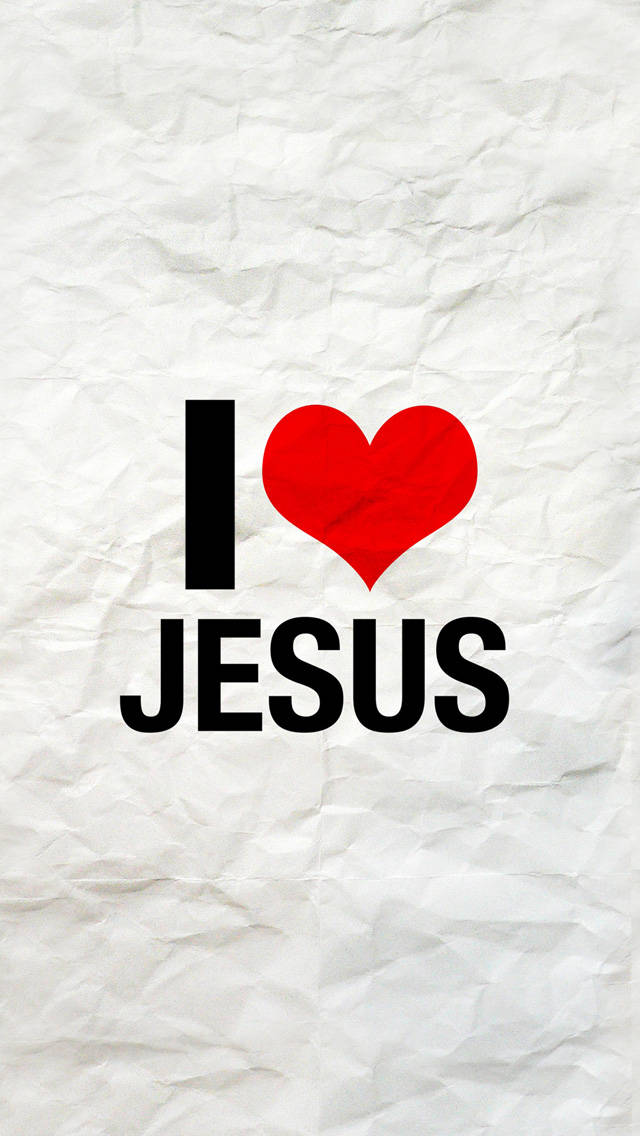 I love Jesus, black text, red heart, SD Phone Wallpaper