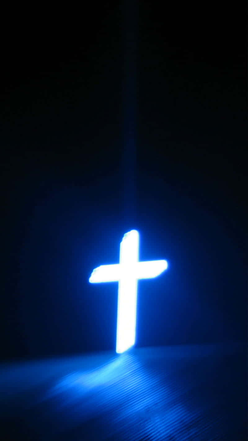 Jesus, glowing white cross, bright blue light, HD Phone Wallpaper