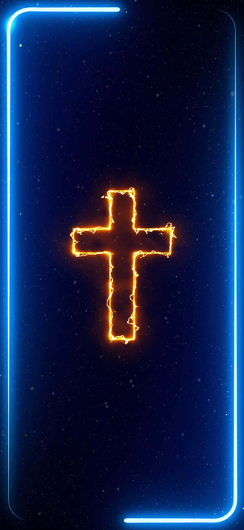 iPhone, glowing orange cross, electric fire outline, HD Phone Wallpaper