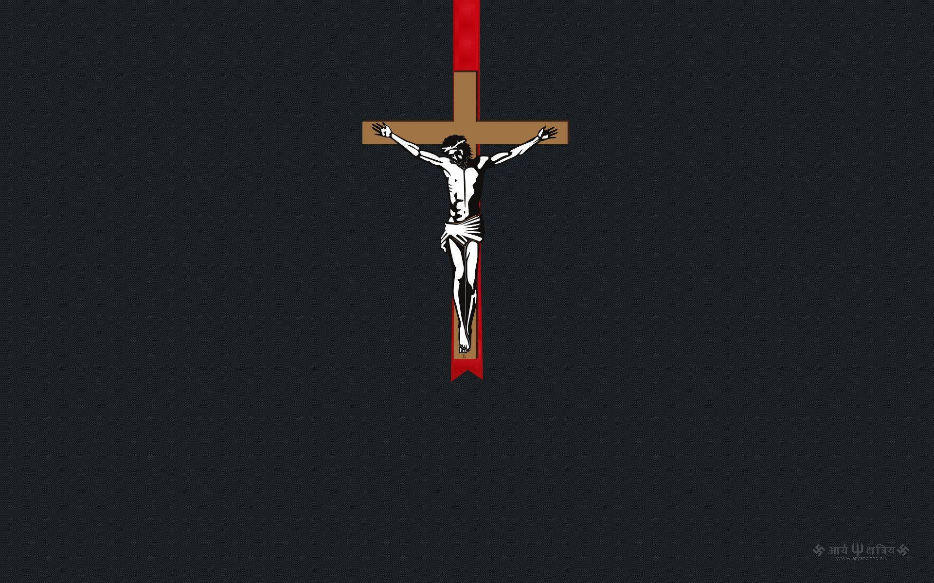 Jesus On Cross, stark white silhouette, wooden cross, Full HD Desktop Wallpaper