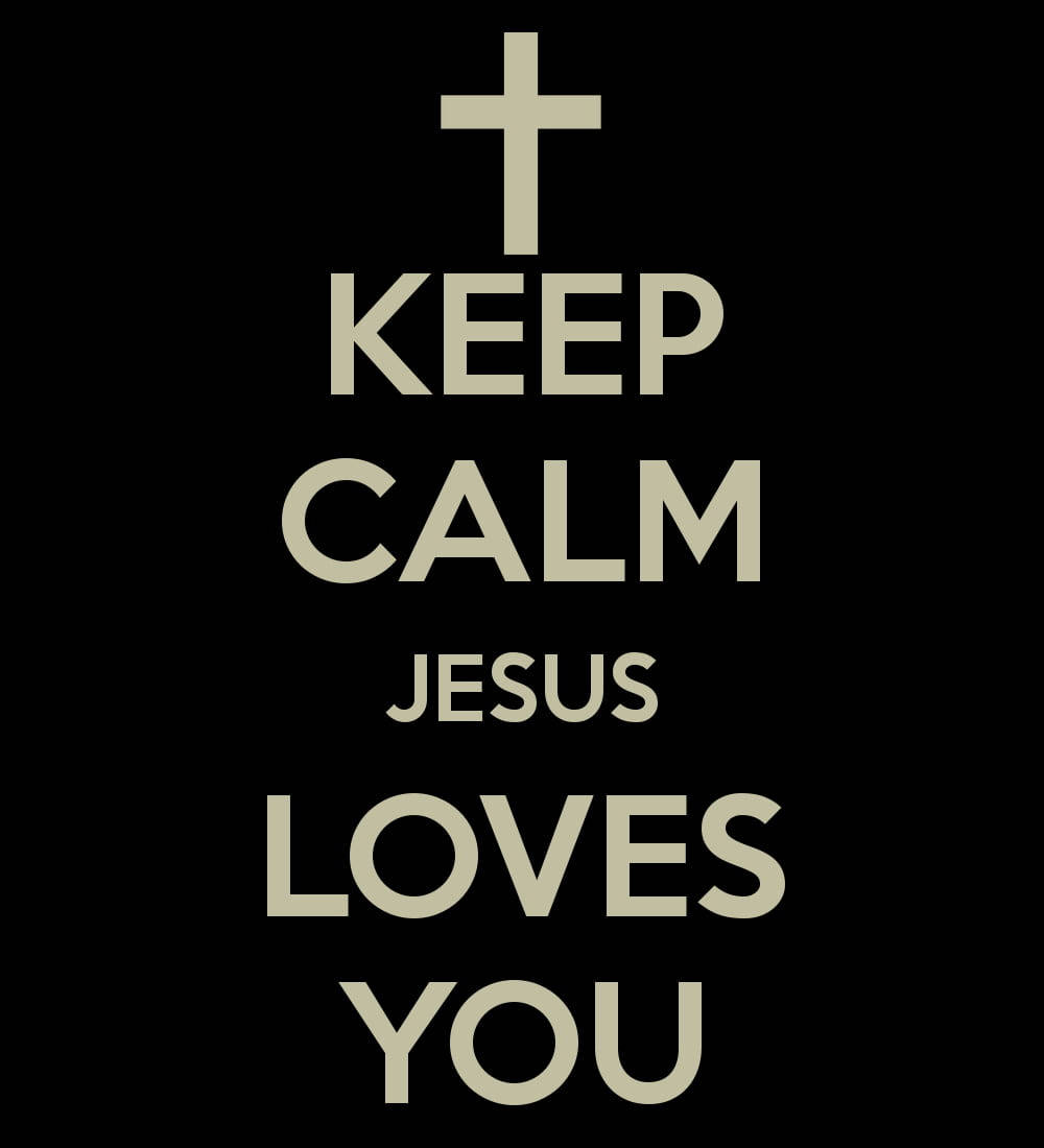 Keep Calm I Love Jesus, black background, beige cross, SD Phone Wallpaper