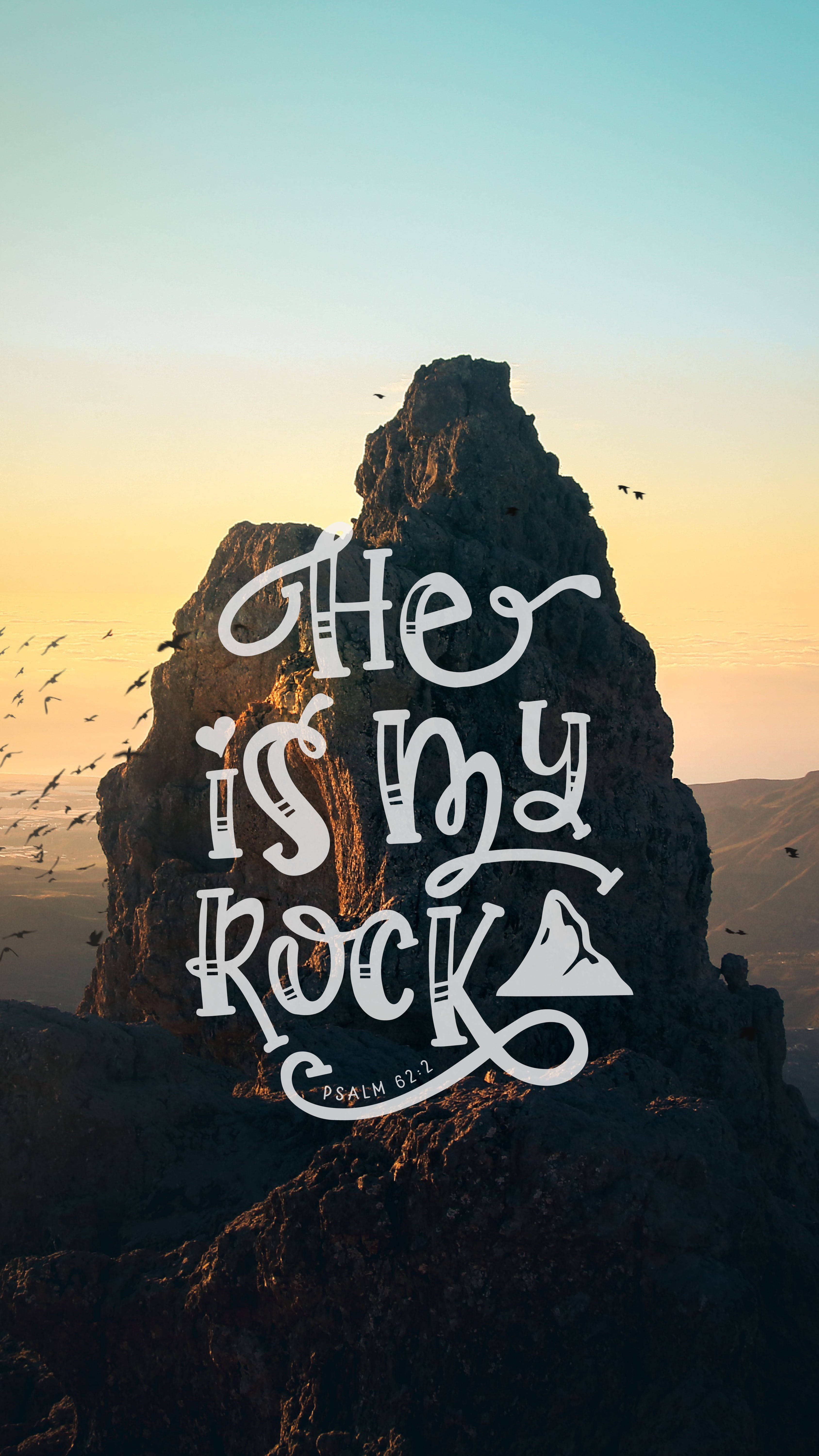 Psalm 62:2, Psalm 61:2, towering rock formation, 5K Phone Wallpaper