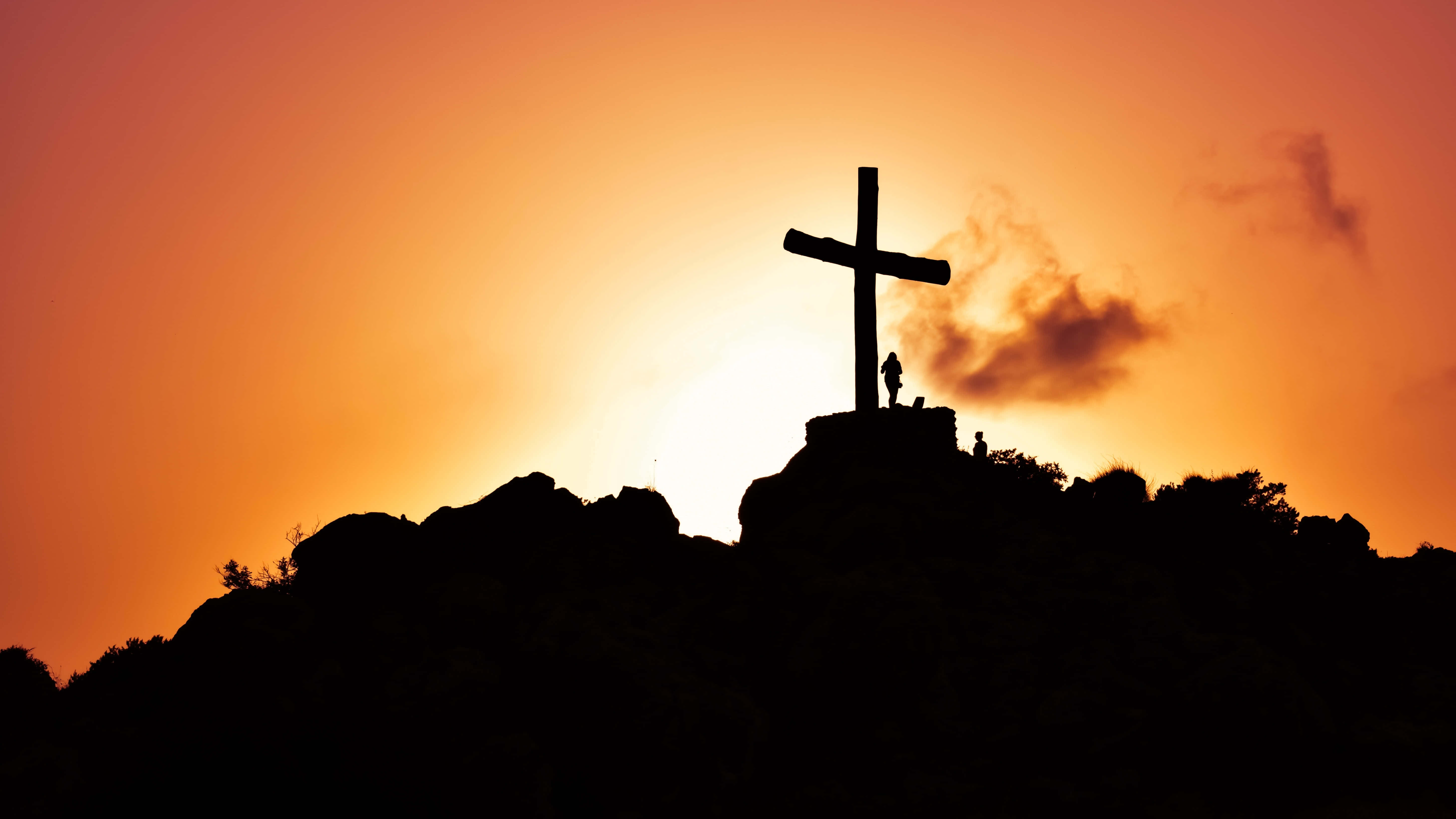 Jesus Resurrection, cross, rocky hill, 5K Desktop Wallpaper