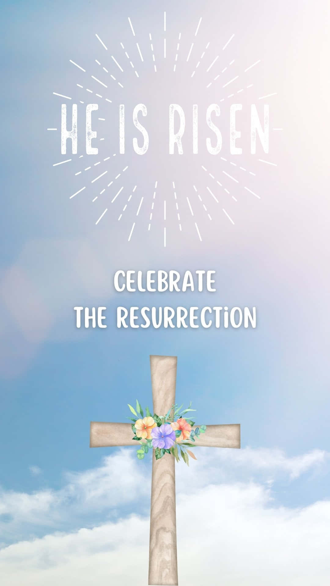 Easter Resurrection Celebration, wooden cross, colorful flowers, Full HD Phone Wallpaper
