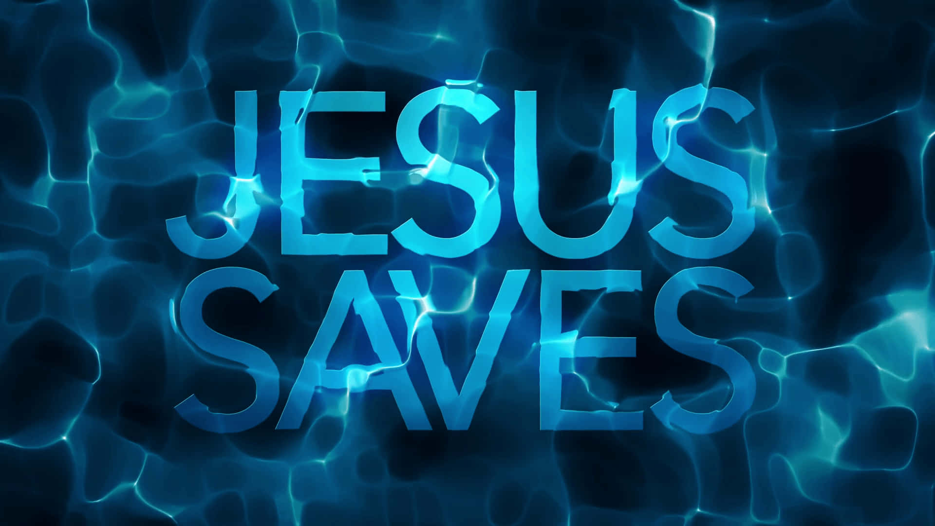 Jesus Saves, vibrant blue, underwater ripples, Full HD Desktop Wallpaper