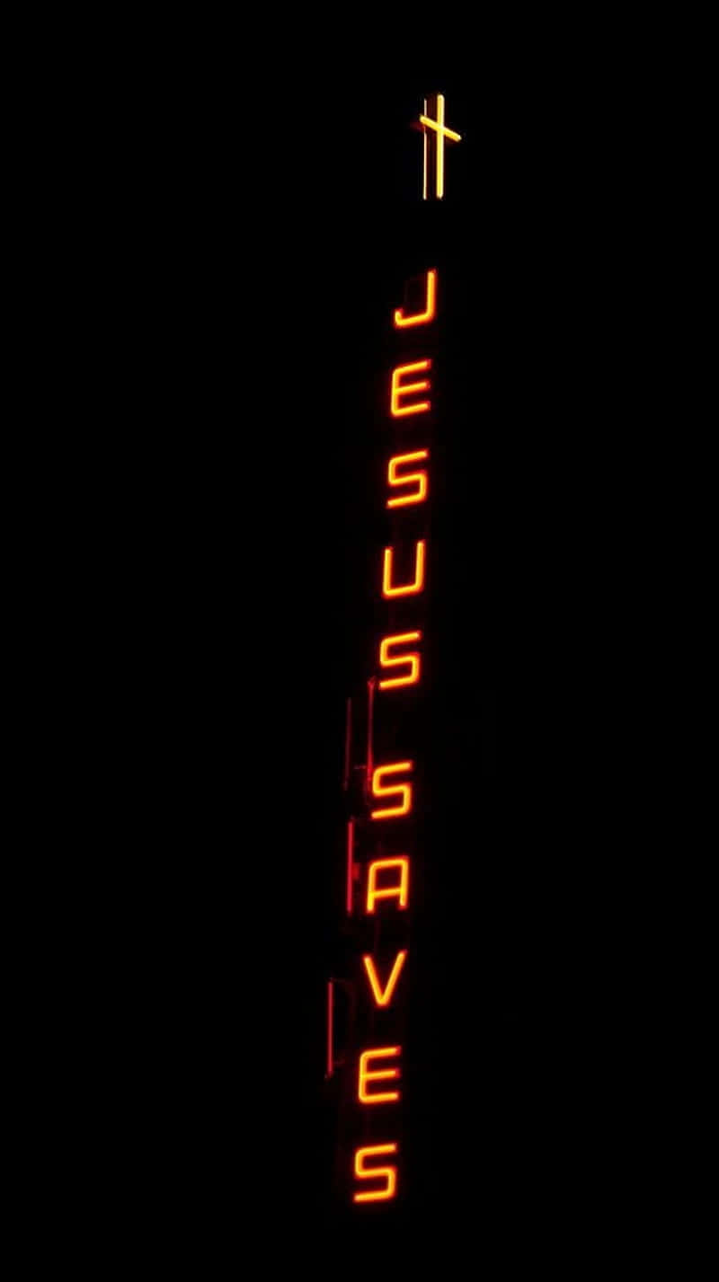 Jesus Saves, neon sign, orange, HD Phone Wallpaper