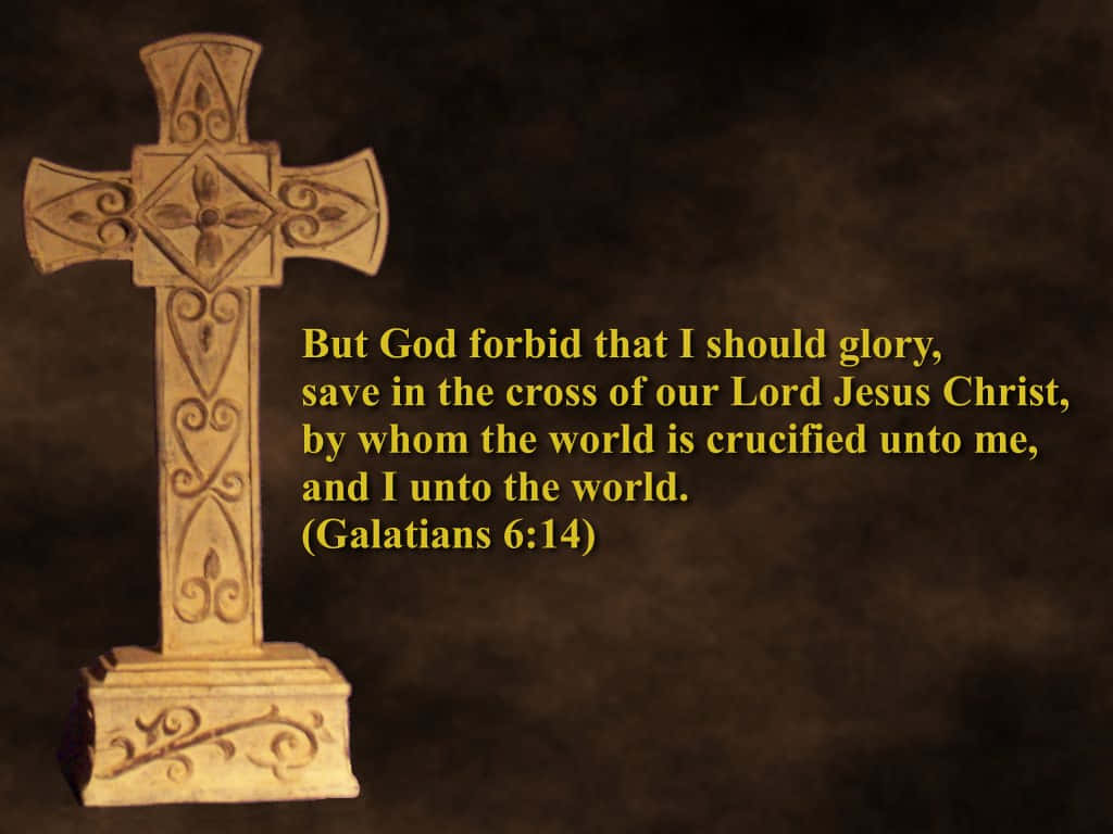 Jesus saves, ornate wooden cross, intricate carvings, SD Desktop Wallpaper