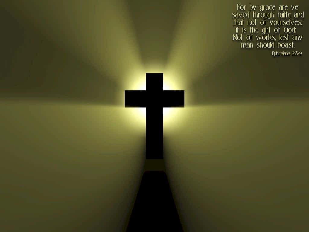 Jesus Saves, glowing cross, dark tunnel, SD Desktop Wallpaper