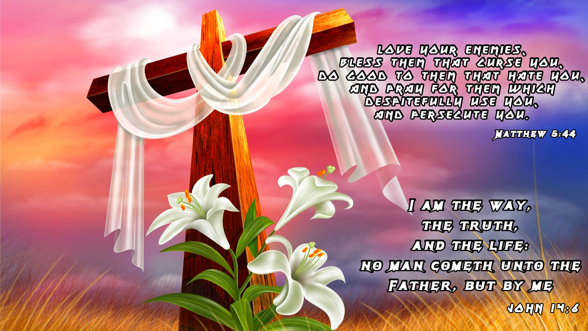 Jesus Saves, wooden cross, white cloth, Full HD Desktop Wallpaper