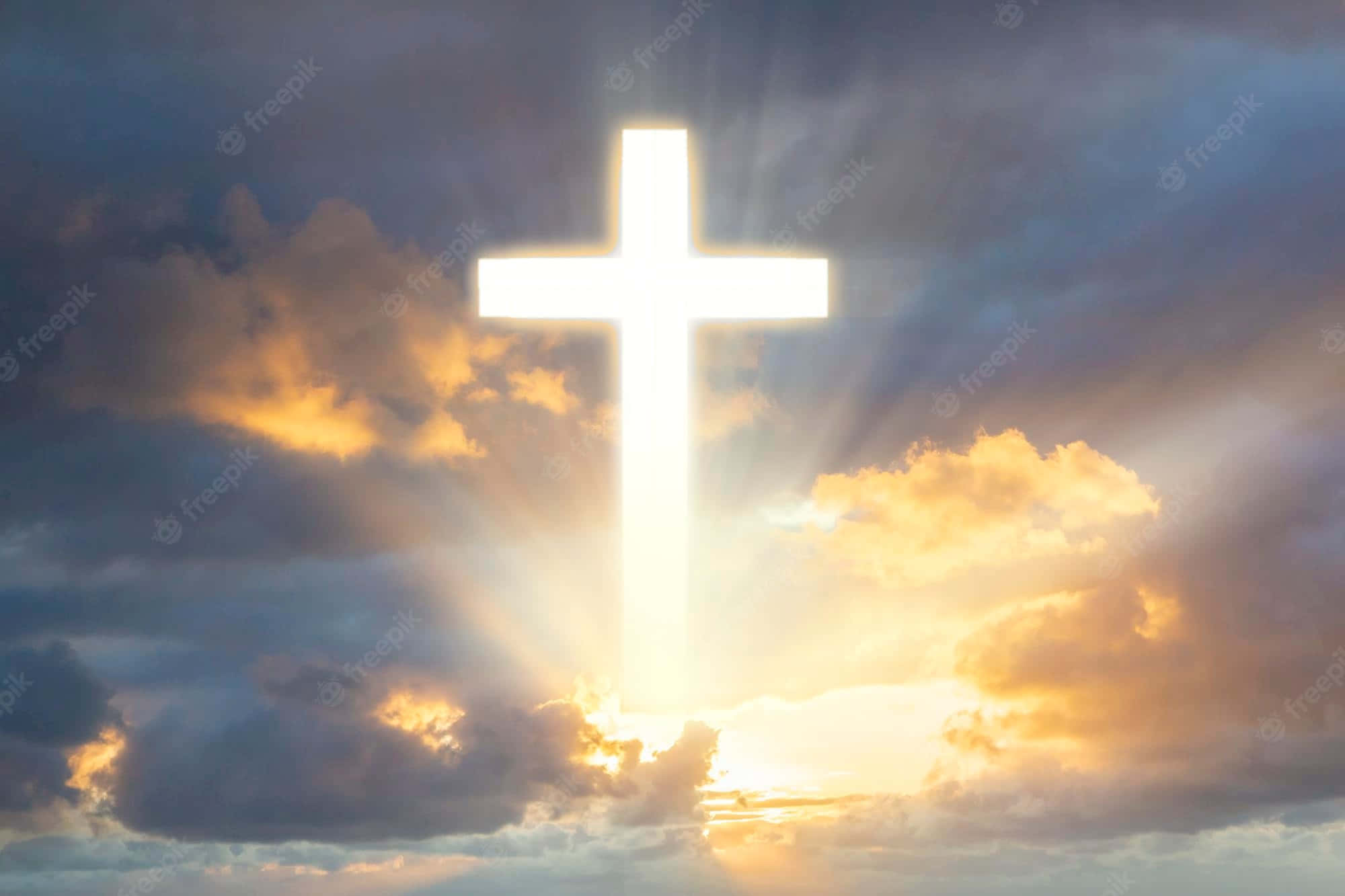 Jesus Saves, radiant white cross, divine light, Full HD Desktop Wallpaper