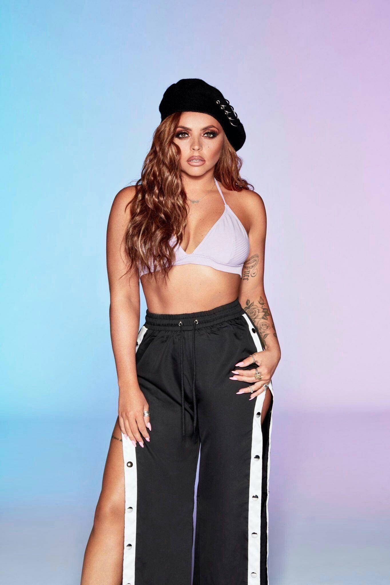 Jesy Nelson, black beret, black pants with white stripes, Full HD Phone Wallpaper