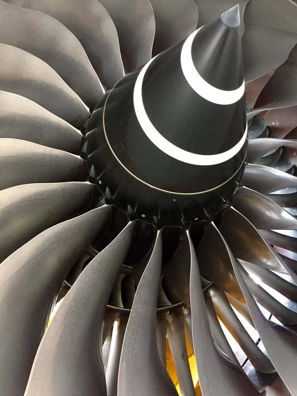 jet engine, metallic blades, glowing orange interior, HD Phone Wallpaper