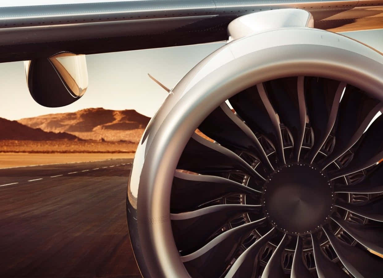 jet engine, airplane wing, desert runway, SD Desktop Wallpaper