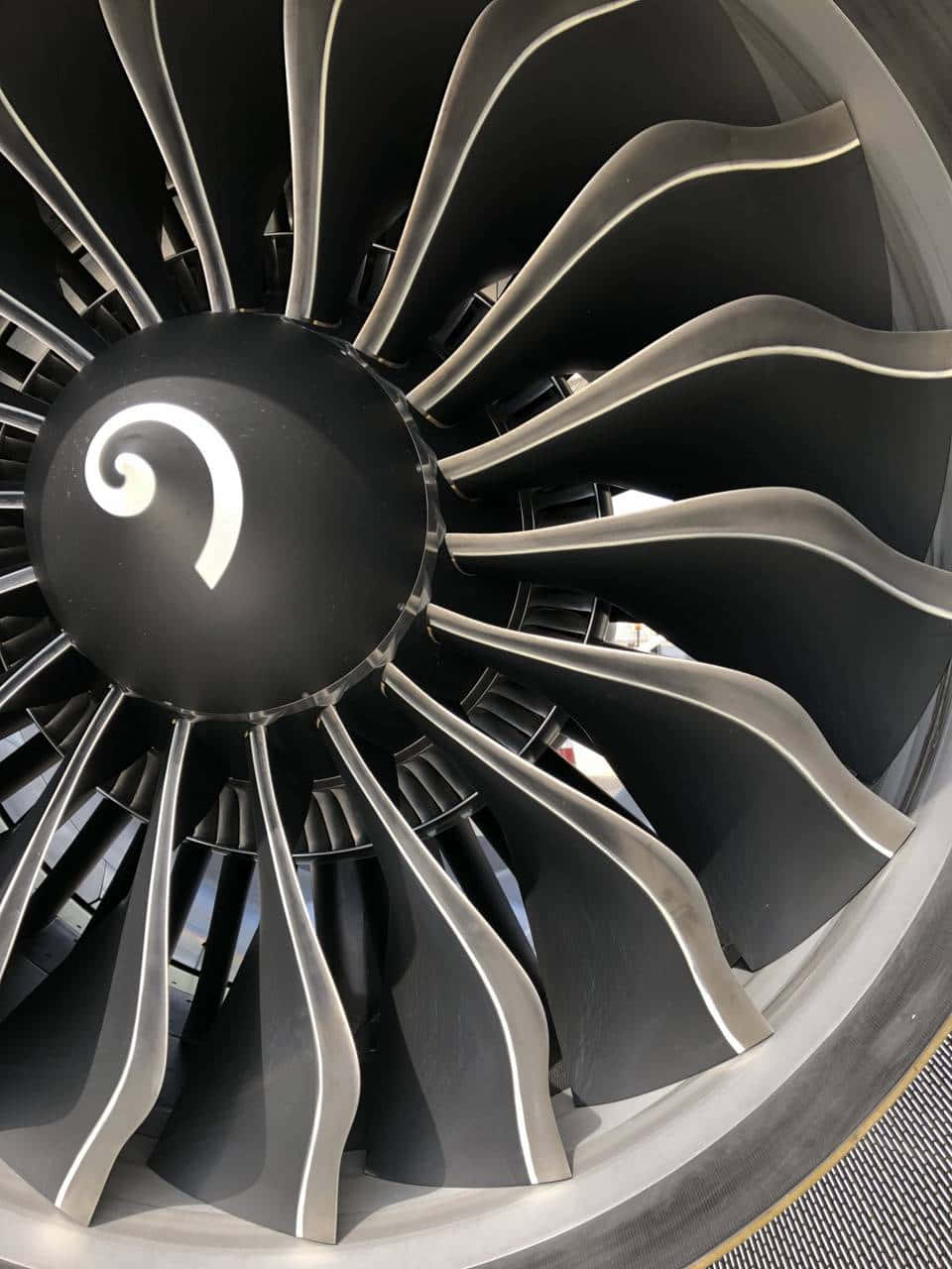 jet engine, white spiral logo, black center, HD Phone Wallpaper
