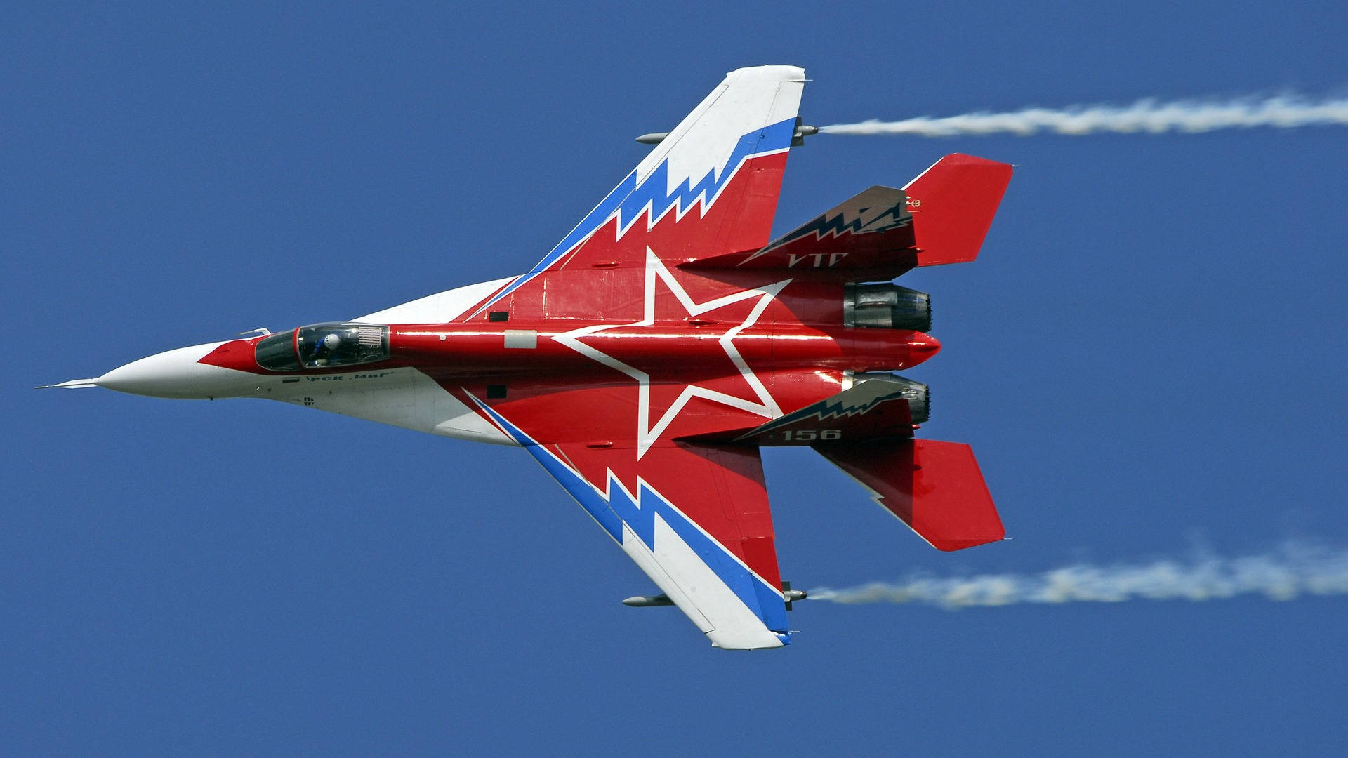Jet aircraft engine, red white and blue fighter jet, star emblem, Full HD Desktop Wallpaper