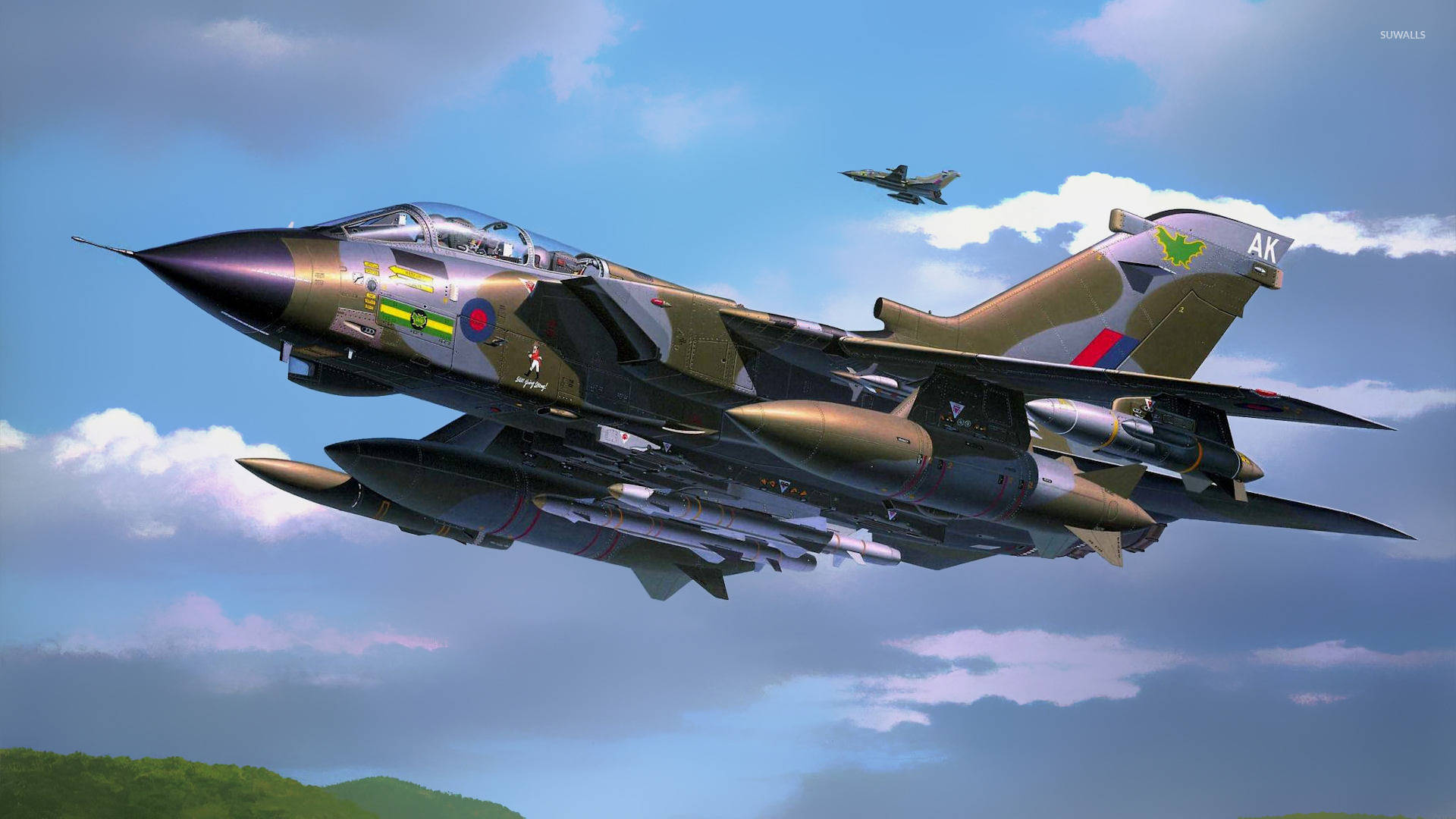 British fighter jet, missiles, bright blue sky, Full HD Desktop Wallpaper