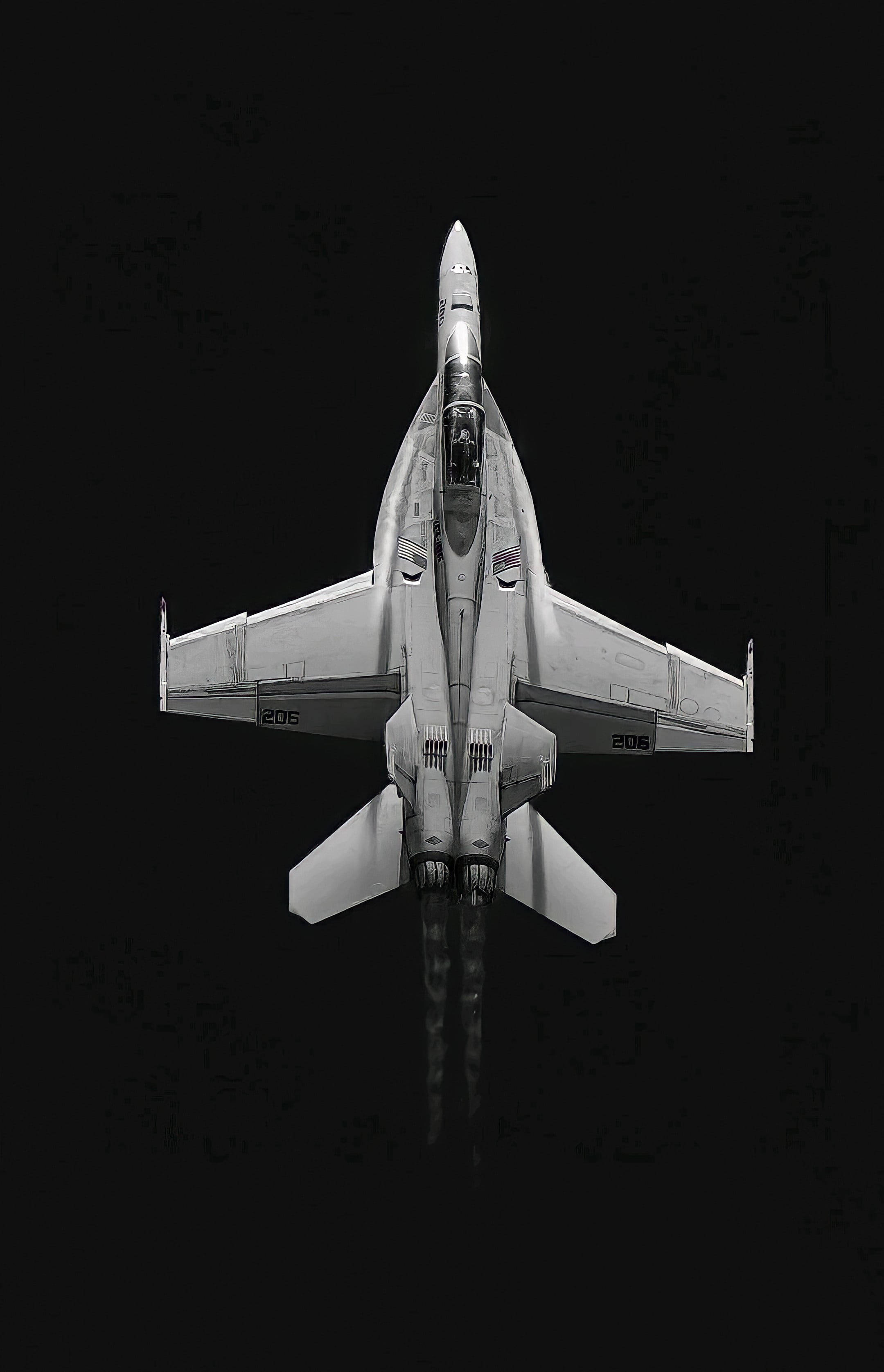 White Jet, fighter jet, twin engine exhaust trails, 2K Phone Wallpaper