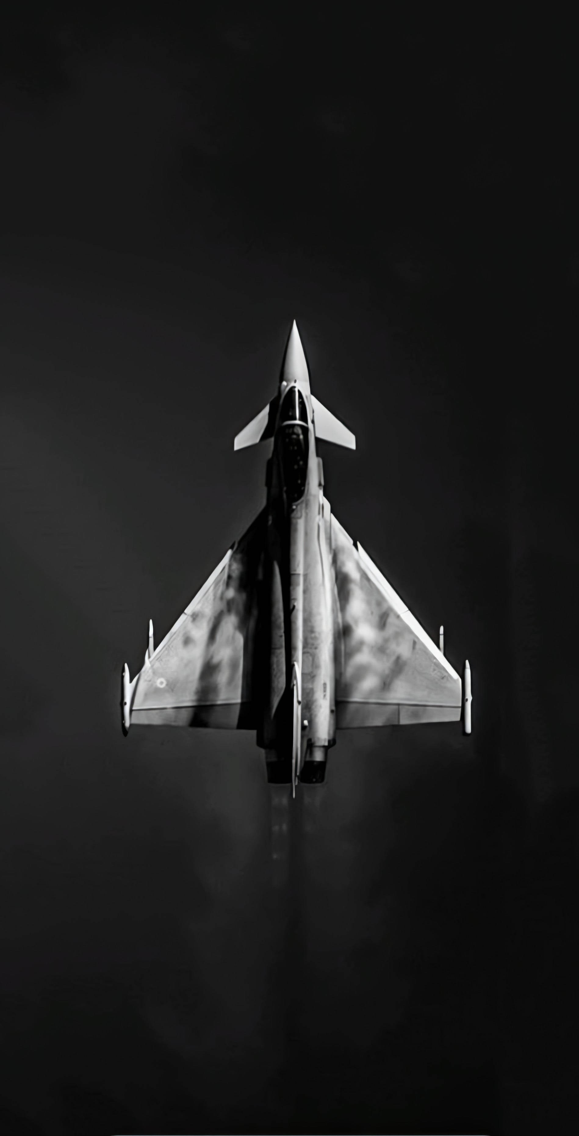 silver fighter plane, fighter jet, dark sky, 2K Phone Wallpaper