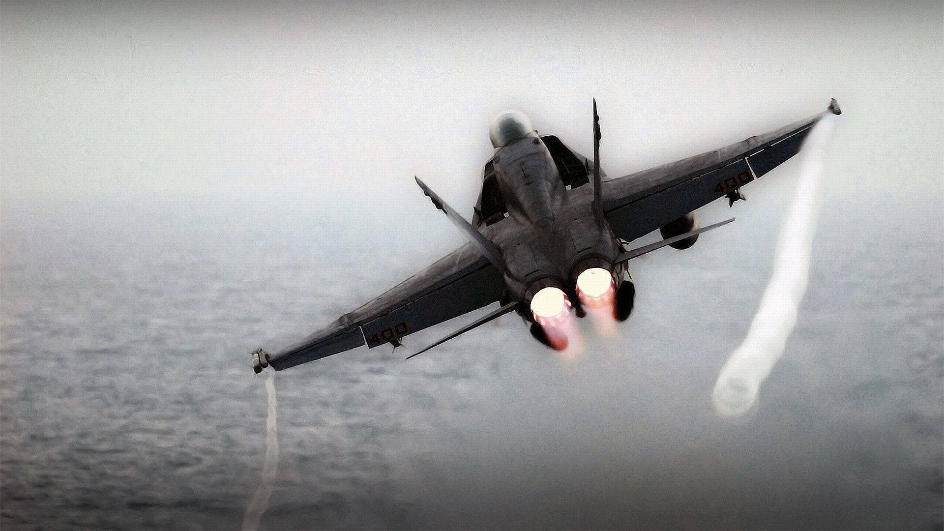 fighter jet, ocean, afterburners, Full HD Desktop Wallpaper