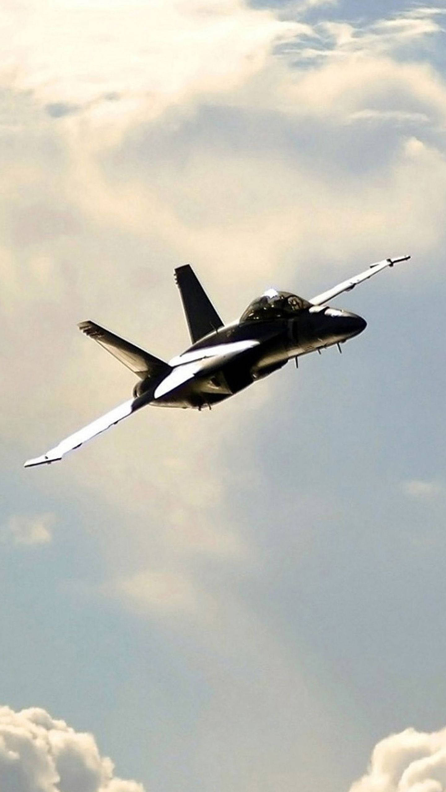 jet, black, partly cloudy sky, 2K Phone Wallpaper