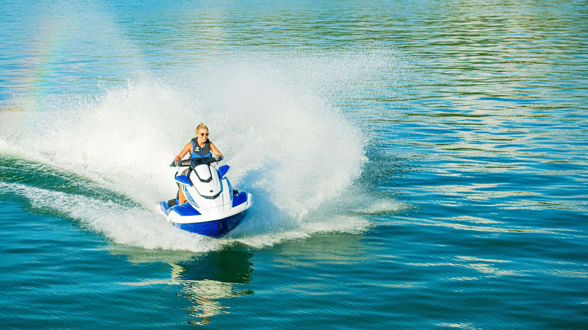 Ocean Jet Ski, blue and white jet ski, turquoise water, Full HD Desktop Wallpaper