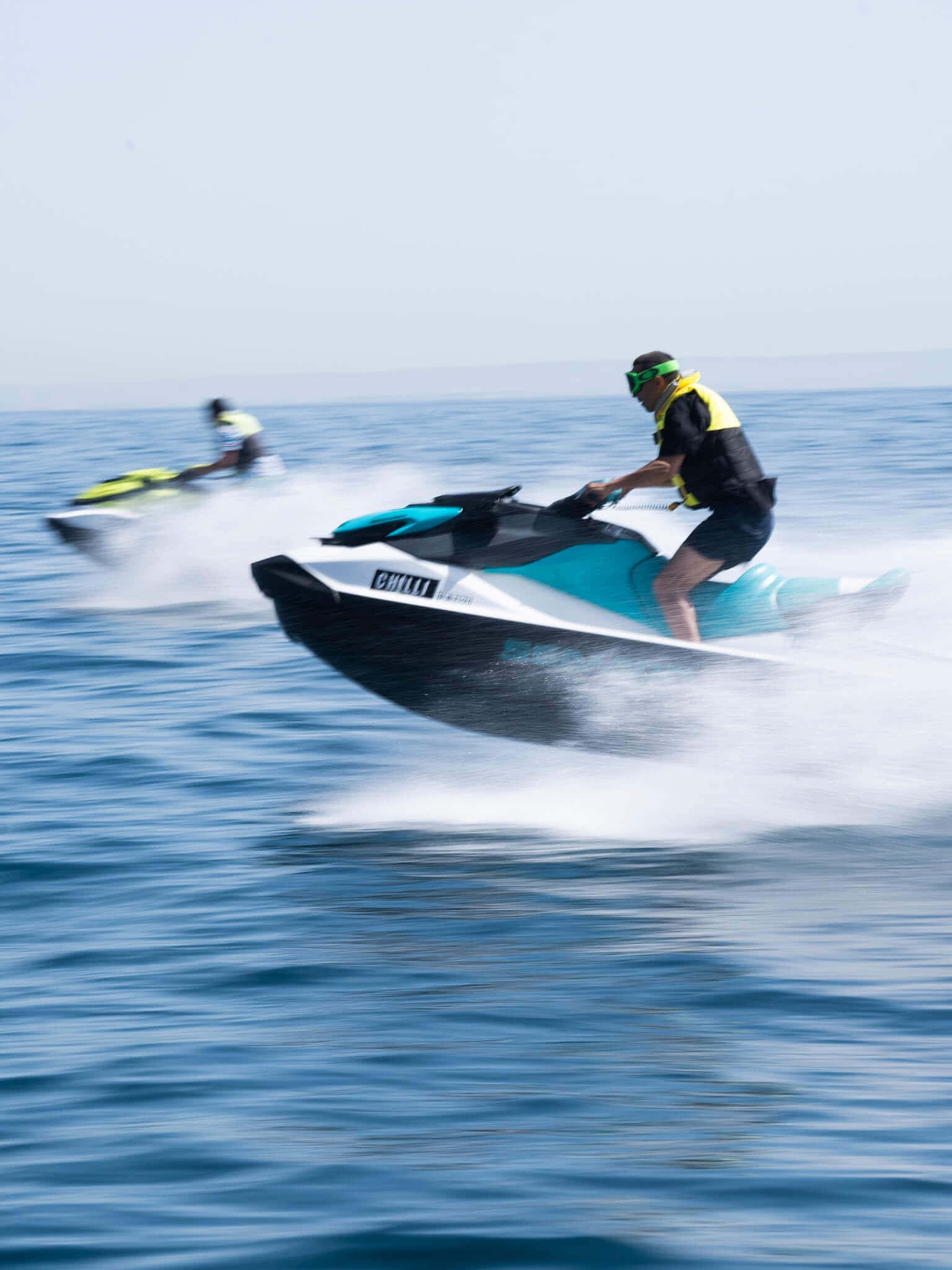 jet ski, turquoise ocean, white foamy trails, Full HD Phone Wallpaper
