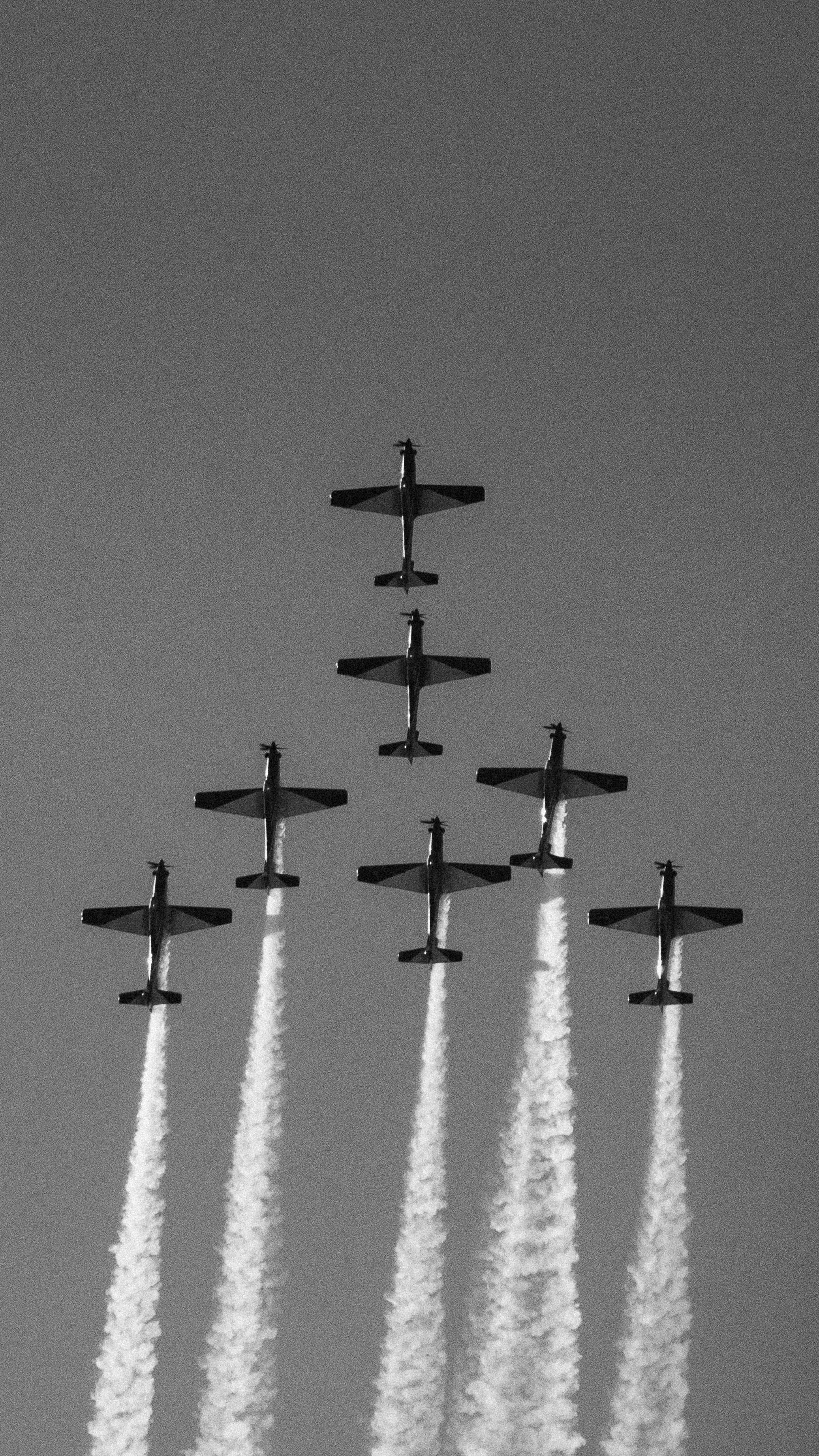 fighter jets, gray sky, white smoke trails, 2K Phone Wallpaper