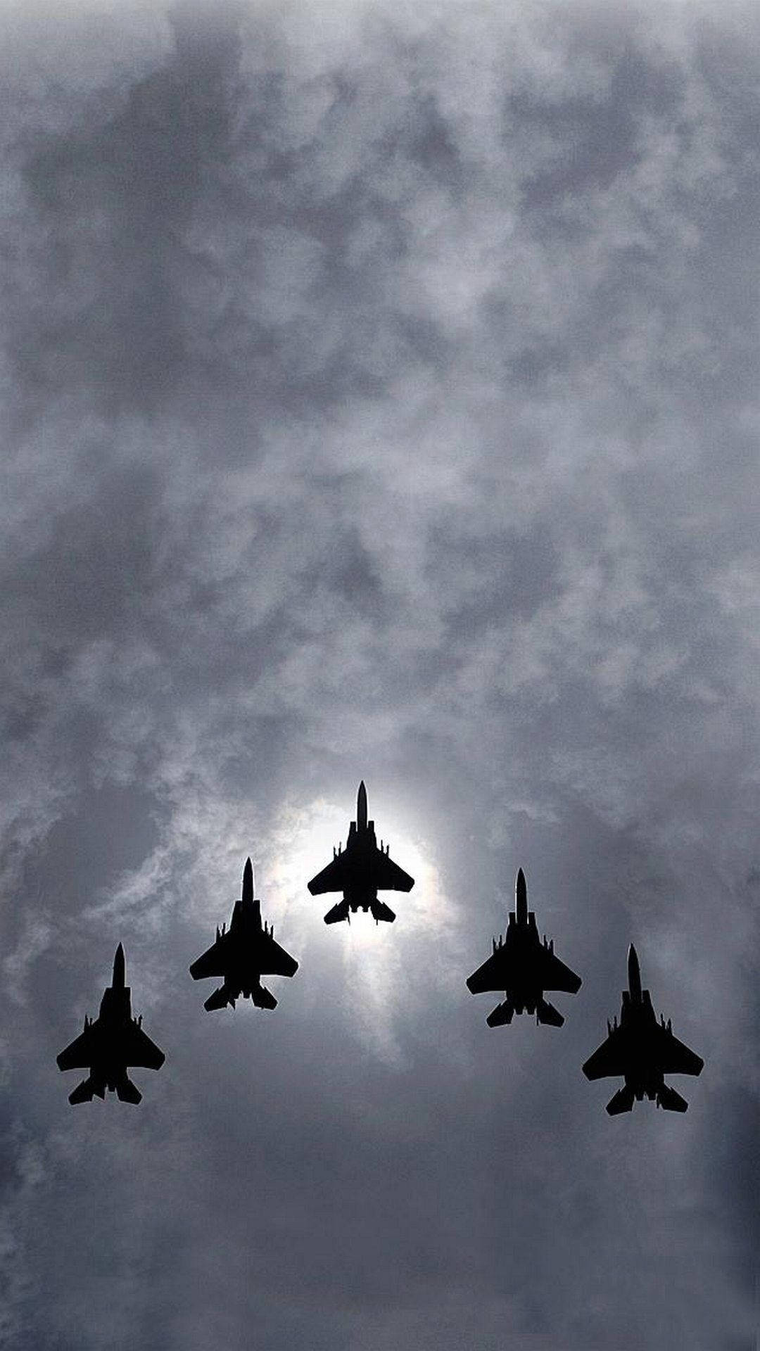 fighter jets, cloudy sky, sun glowing, Full HD Phone Wallpaper