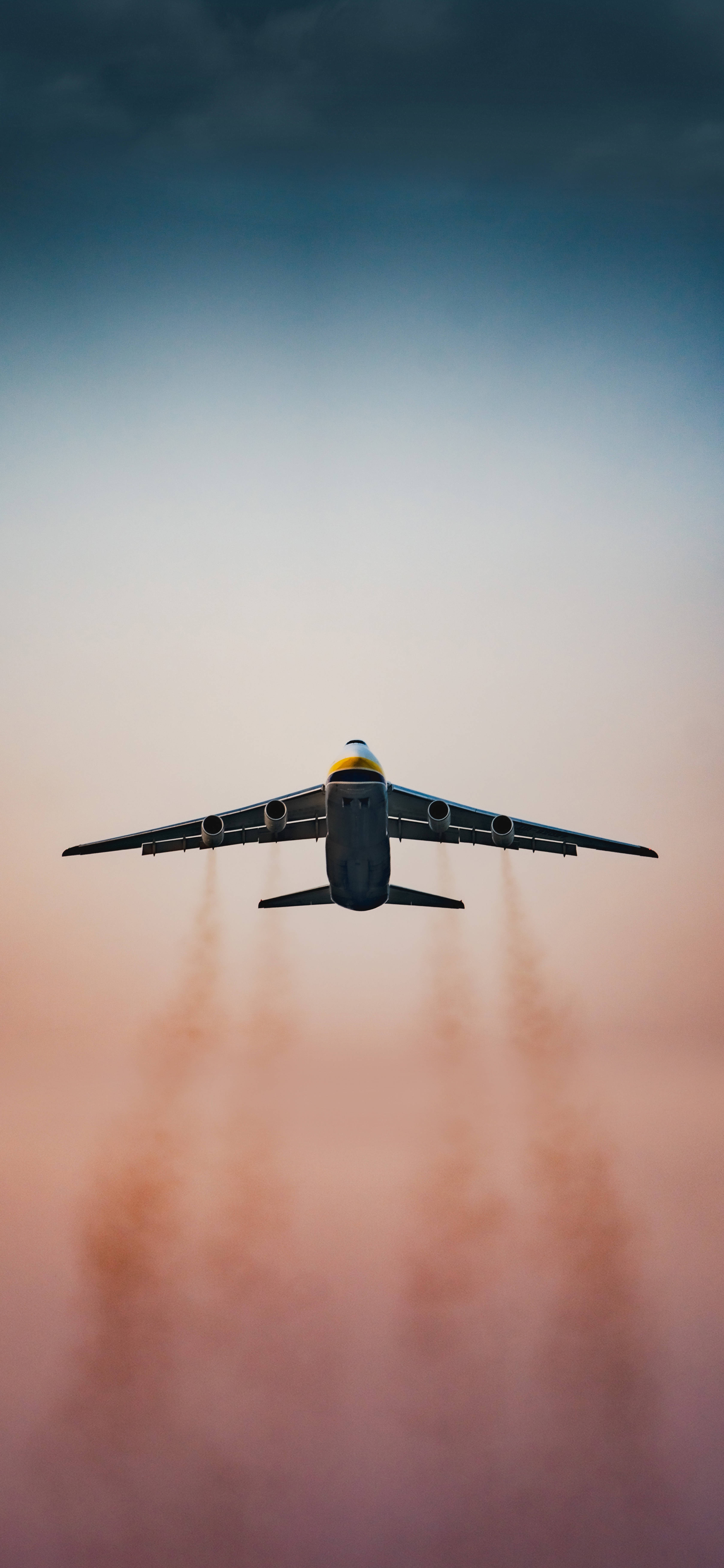 Soaring black jet, iPhone, gradient sky, 5K Phone Wallpaper