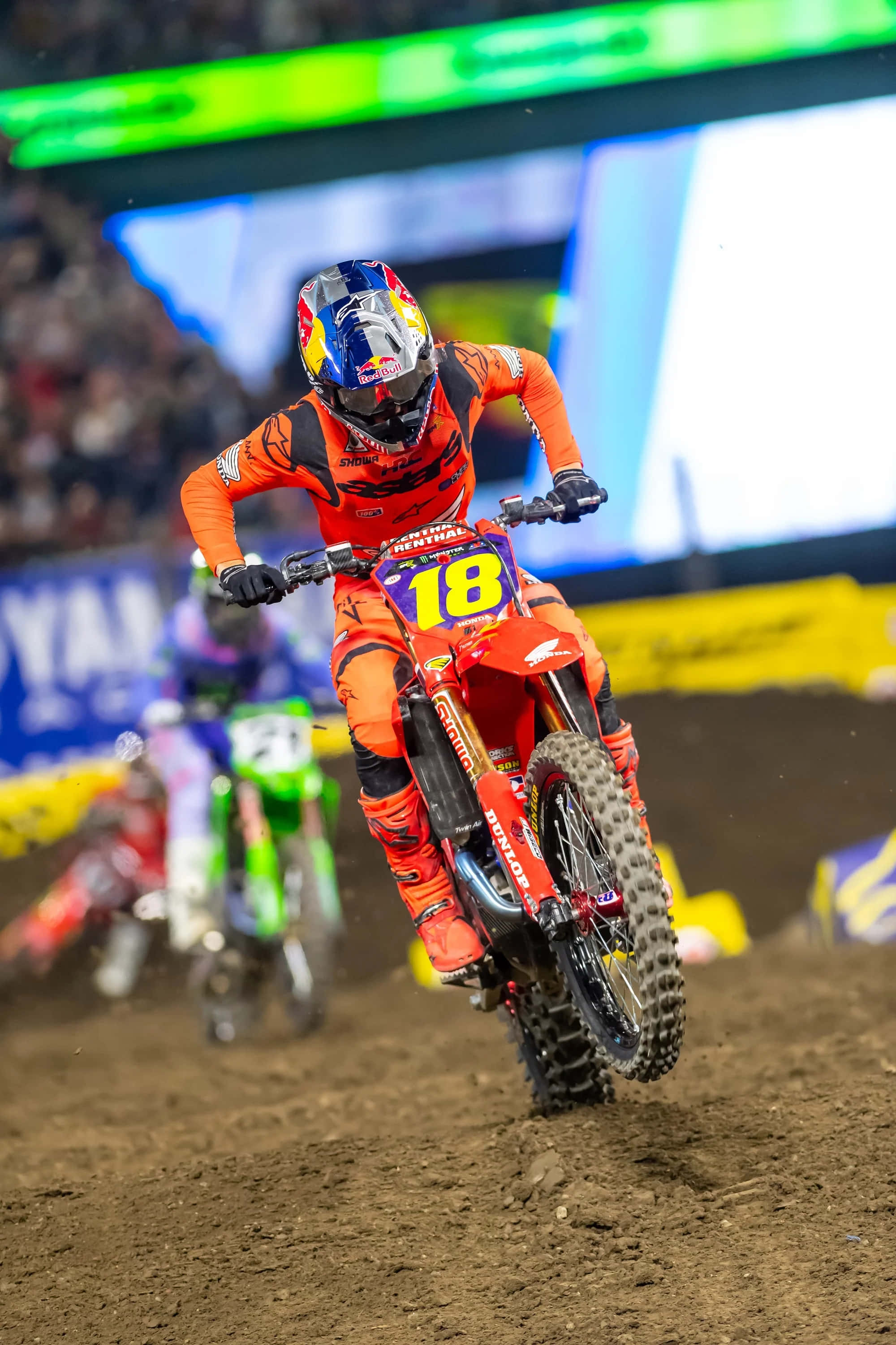 Jett Lawrence, orange gear, red dirt bike, 2K Phone Wallpaper